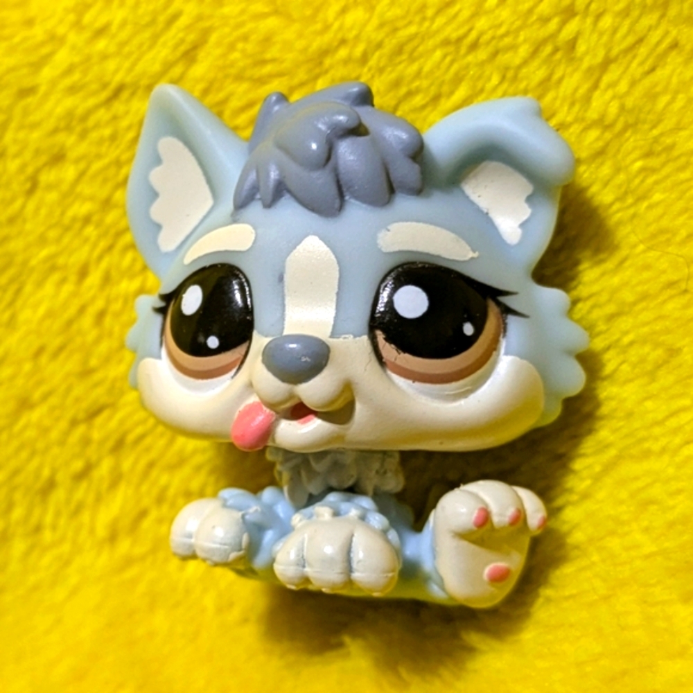 Authentic Littlest Pet Shop | LPS# 1683 Silver Gray Baby Husky | Brown Eyes